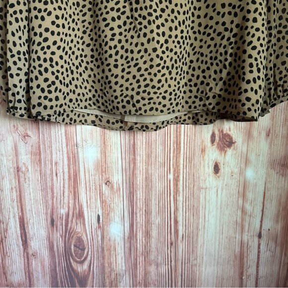 J. Crew Factory Camel Tan Spot Print Ruffle Front Blouse - Picture 9 of 10